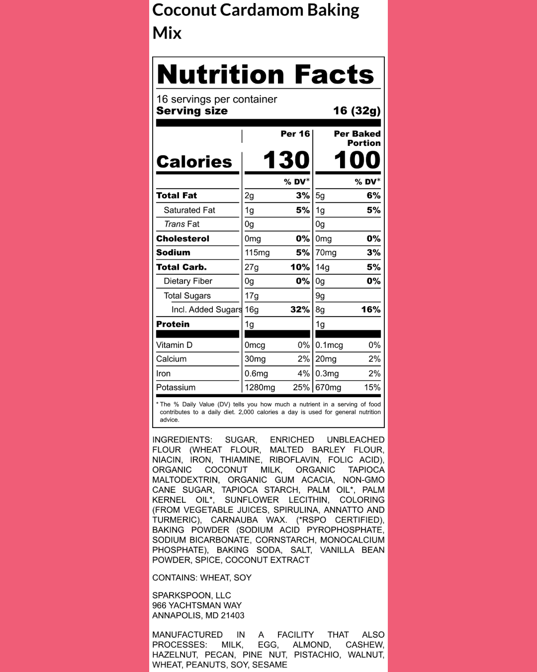 Coconut Cardamom Cake Mix